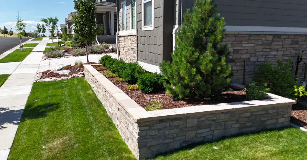 off side of a paver walkway